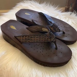 Volatile | Brown Snakeskin Flip Flip